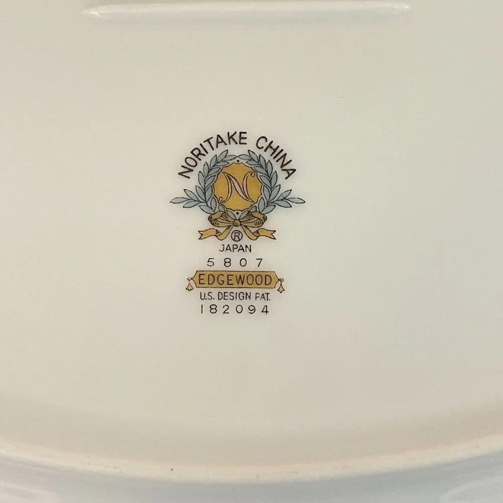 Noritake China Edgewood 5807 Platter Serving Oval Rose Floral Silver
